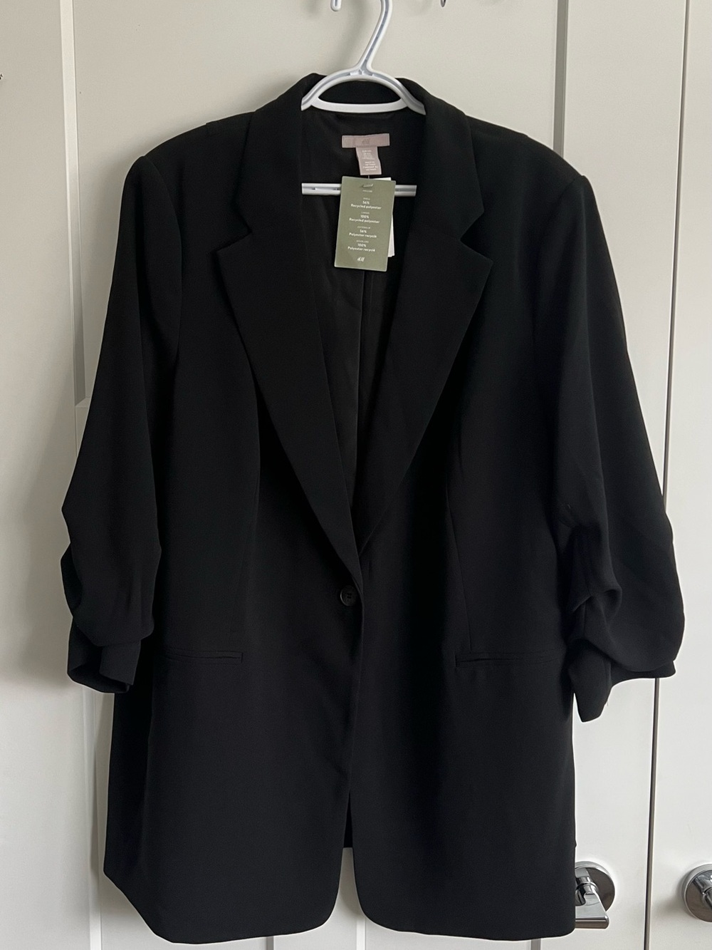 H&M Black Oversized Blazer with Puffed Sleeves